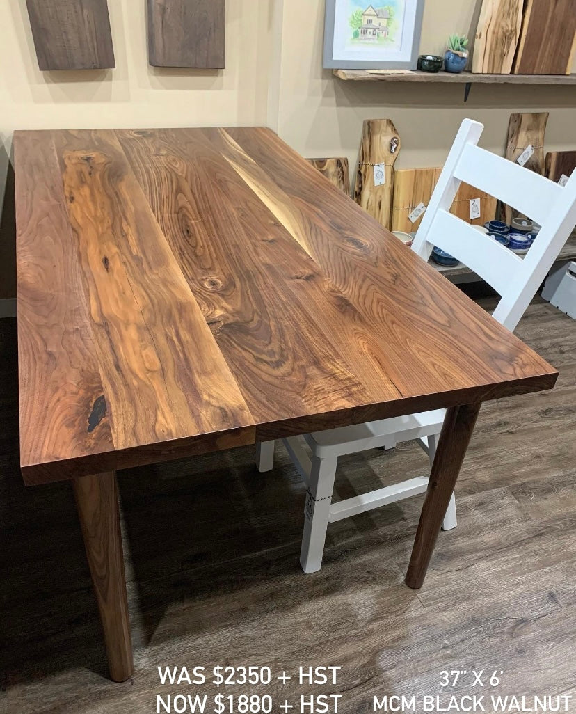 Mid Century Modern Black Walnut Dining Table