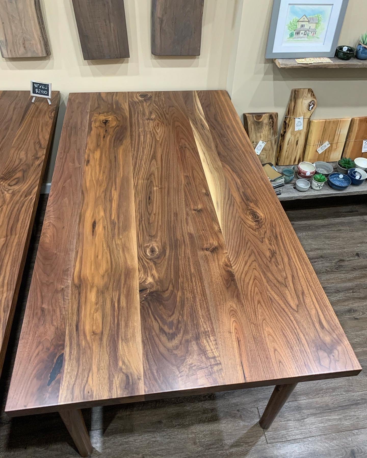 Mid Century Modern Black Walnut Dining Table