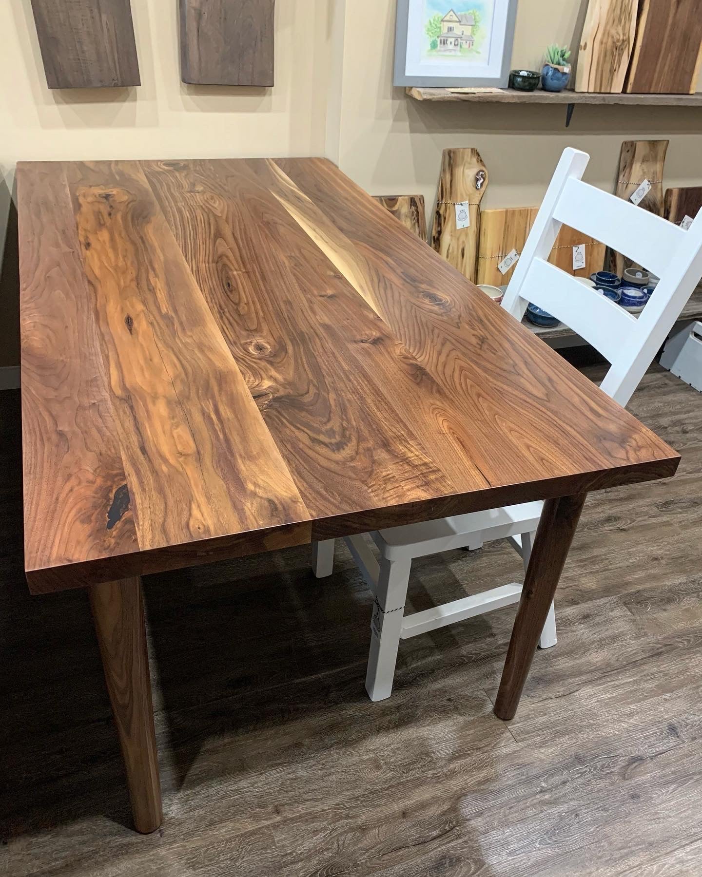 Mid Century Modern Black Walnut Dining Table